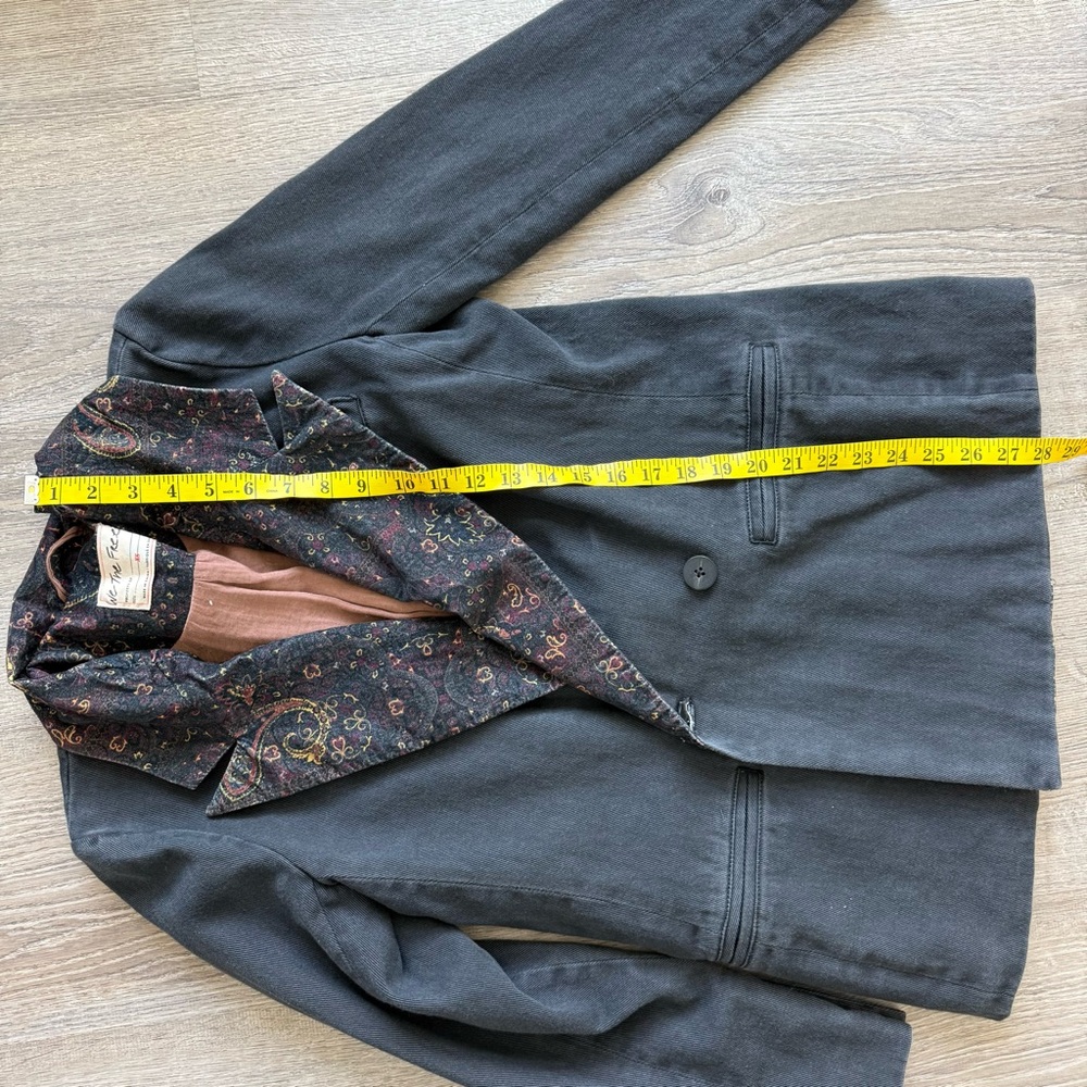 Free People We the Free Printed Collar Black Reid Smoking Jacket Blazer XS - Picture 14 of 17